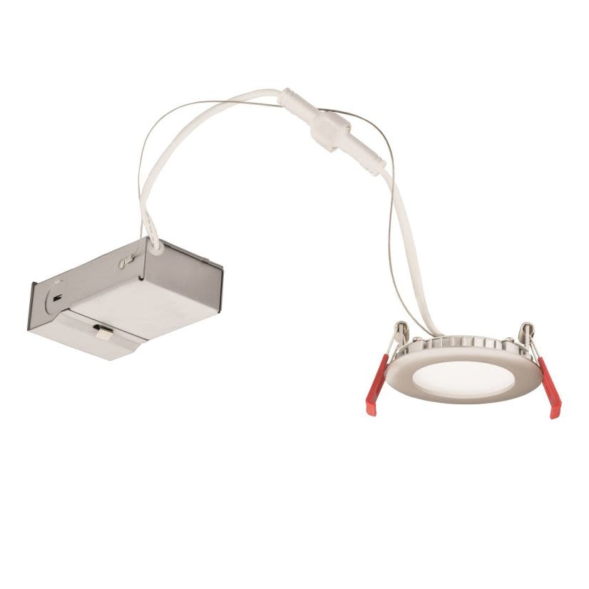 Lithonia Lighting WF3 LED 30K BN M6 Dimmable Wafer Thin Recessed Downlight, LED Lamp, 12 W Fixture, 120 VAC, Aluminum Housing